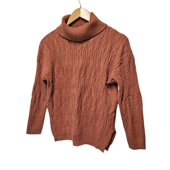 COZY CO. Turtle Neck Sweater Rust Orange Size S/M Plush - Picture 3 of 4